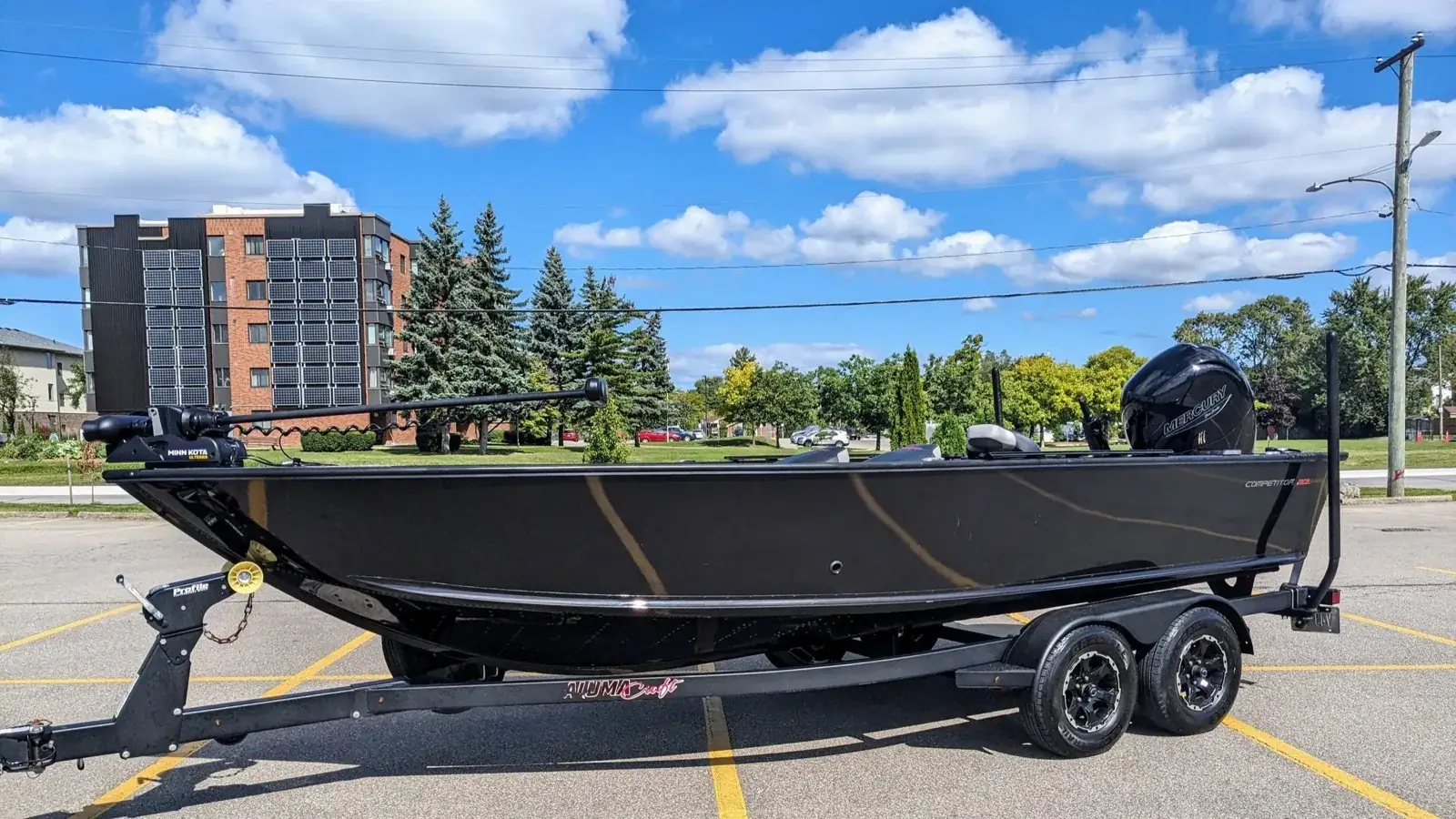 The 21-foot Alumacraft "sled" on its trailer